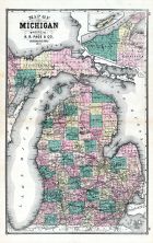 Michigan State Map, Wisconsin State Atlas 1881